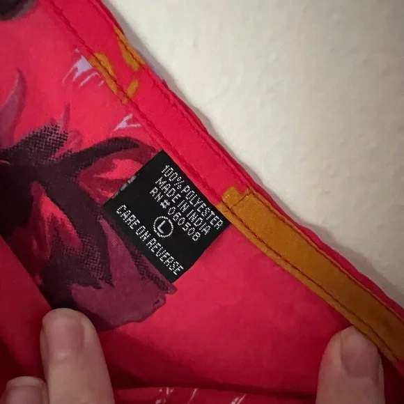 Strawberry Red Floral Romantic V-neck Midi High-low Dress High Waist Crossover L - Picture 10 of 11